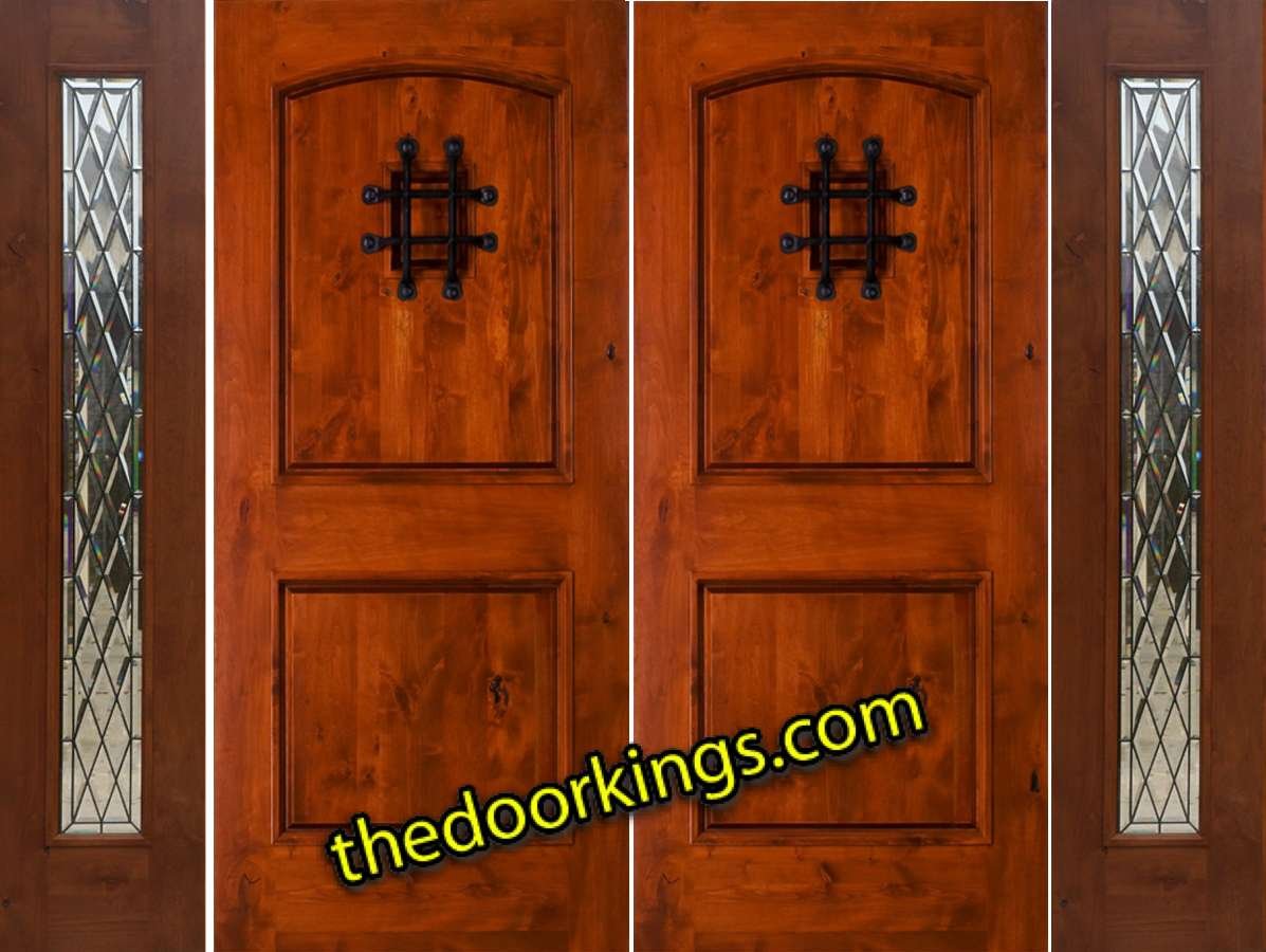 sw76 knotty alder double door with chateau sidelites
